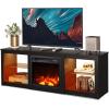 imageWLIVE 58 Inches Fireplace TV Stand with LED Lights Modern Entertainment Center with 18 Electric Fireplace ampamp Adjustable Glass Shelves Sturdy Media Console for Living Room BedroomGaming BlackBlack