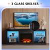 imageWLIVE 58 Inches Fireplace TV Stand with LED Lights Modern Entertainment Center with 18 Electric Fireplace ampamp Adjustable Glass Shelves Sturdy Media Console for Living Room BedroomGaming BlackBlack