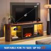 imageWLIVE 58 Inches Fireplace TV Stand with LED Lights Modern Entertainment Center with 18 Electric Fireplace ampamp Adjustable Glass Shelves Sturdy Media Console for Living Room BedroomGaming BlackRustic Brown