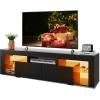imageWLIVE 63 Inch TV Stand LED Entertainment Center for 60 to 70 Inch TV Modern TV Console with 2 Drawers TV Stands for Living Room BlackBlack
