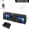 imageWLIVE 63 Inch TV Stand LED Entertainment Center for 60 to 70 Inch TV Modern TV Console with 2 Drawers TV Stands for Living Room BlackBlack
