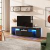 imageWLIVE 63 Inch TV Stand LED Entertainment Center for 60 to 70 Inch TV Modern TV Console with 2 Drawers TV Stands for Living Room BlackBlack