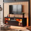 imageWLIVE 63 Inch TV Stand LED Entertainment Center for 60 to 70 Inch TV Modern TV Console with 2 Drawers TV Stands for Living Room BlackBlack
