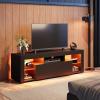 imageWLIVE 63 Inch TV Stand LED Entertainment Center for 60 to 70 Inch TV Modern TV Console with 2 Drawers TV Stands for Living Room BlackBlack
