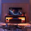imageWLIVE 63 Inch TV Stand LED Entertainment Center for 60 to 70 Inch TV Modern TV Console with 2 Drawers TV Stands for Living Room BlackBlack