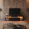 imageWLIVE 63 Inch TV Stand LED Entertainment Center for 60 to 70 Inch TV Modern TV Console with 2 Drawers TV Stands for Living Room BlackBlack