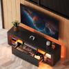 imageWLIVE 63 Inch TV Stand LED Entertainment Center for 60 to 70 Inch TV Modern TV Console with 2 Drawers TV Stands for Living Room BlackBlack