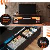 imageWLIVE 63 Inch TV Stand LED Entertainment Center for 60 to 70 Inch TV Modern TV Console with 2 Drawers TV Stands for Living Room BlackBlack
