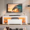 imageWLIVE 63 Inch TV Stand LED Entertainment Center for 60 to 70 Inch TV Modern TV Console with 2 Drawers TV Stands for Living Room BlackWhite