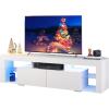 imageWLIVE 63 Inch TV Stand LED Entertainment Center for 60 to 70 Inch TV Modern TV Console with 2 Drawers TV Stands for Living Room BlackWhite