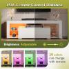 imageWLIVE 63 Inch TV Stand LED Entertainment Center for 60 to 70 Inch TV Modern TV Console with 2 Drawers TV Stands for Living Room BlackWhite