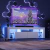 imageWLIVE 63 Inch TV Stand LED Entertainment Center for 60 to 70 Inch TV Modern TV Console with 2 Drawers TV Stands for Living Room BlackWhite