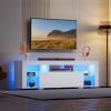 imageWLIVE 63 Inch TV Stand LED Entertainment Center for 60 to 70 Inch TV Modern TV Console with 2 Drawers TV Stands for Living Room BlackWhite