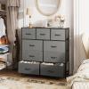 imageWLIVE 9Drawer Dresser Fabric Storage Tower for Bedroom Hallway Entryway Closet Tall Chest Organizer Unit with Fabric Bins Steel Frame Wood Top Easy Pull Handle Rustic Brown Wood Grain PrintAdark Grey