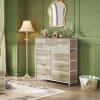 imageWLIVE 9Drawer Dresser Fabric Storage Tower for Bedroom Hallway Entryway Closet Tall Chest Organizer Unit with Fabric Bins Steel Frame Wood Top Easy Pull Handle Rustic Brown Wood Grain PrintGreige