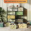 imageWLIVE 9Drawer Dresser Fabric Storage Tower for Bedroom Hallway Entryway Closet Tall Chest Organizer Unit with Fabric Bins Steel Frame Wood Top Easy Pull Handle Rustic Brown Wood Grain PrintFloral Painted