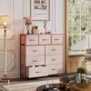 imageWLIVE 9Drawer Dresser Fabric Storage Tower for Bedroom Hallway Entryway Closet Tall Chest Organizer Unit with Fabric Bins Steel Frame Wood Top Easy Pull Handle Rustic Brown Wood Grain PrintPink