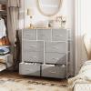 imageWLIVE 9Drawer Dresser Fabric Storage Tower for Bedroom Hallway Entryway Closet Tall Chest Organizer Unit with Fabric Bins Steel Frame Wood Top Easy Pull Handle Rustic Brown Wood Grain PrintLight Grey
