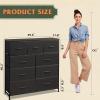 imageWLIVE 9Drawer Dresser Fabric Storage Tower for Bedroom Hallway Entryway Closet Tall Chest Organizer Unit with Fabric Bins Steel Frame Wood Top Easy Pull Handle Rustic Brown Wood Grain PrintCharcoal Black