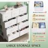 imageWLIVE 9Drawer Dresser Fabric Storage Tower for Bedroom Hallway Entryway Closet Tall Chest Organizer Unit with Fabric Bins Steel Frame Wood Top Easy Pull Handle Rustic Brown Wood Grain PrintWhite