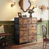 imageWLIVE 9Drawer Dresser Fabric Storage Tower for Bedroom Hallway Entryway Closet Tall Chest Organizer Unit with Fabric Bins Steel Frame Wood Top Easy Pull Handle Rustic Brown Wood Grain PrintRustic Brown Wood Grain Print