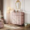 imageWLIVE 9Drawer Dresser Fabric Storage Tower for Bedroom Hallway Entryway Closet Tall Chest Organizer Unit with Fabric Bins Steel Frame Wood Top Easy Pull Handle Rustic Brown Wood Grain PrintPink