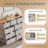 imageWLIVE 9Drawer Dresser Fabric Storage Tower for Bedroom Hallway Entryway Closet Tall Chest Organizer Unit with Fabric Bins Steel Frame Wood Top Easy Pull Handle Rustic Brown Wood Grain PrintLight Grey