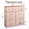 imageWLIVE 9Drawer Dresser Fabric Storage Tower for Bedroom Hallway Entryway Closet Tall Chest Organizer Unit with Fabric Bins Steel Frame Wood Top Easy Pull Handle Rustic Brown Wood Grain PrintPink