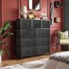 imageWLIVE 9Drawer Dresser Fabric Storage Tower for Bedroom Hallway Entryway Closet Tall Chest Organizer Unit with Fabric Bins Steel Frame Wood Top Easy Pull Handle Rustic Brown Wood Grain PrintCharcoal Black