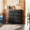 imageWLIVE 9Drawer Dresser Fabric Storage Tower for Bedroom Hallway Entryway Closet Tall Chest Organizer Unit with Fabric Bins Steel Frame Wood Top Easy Pull Handle Rustic Brown Wood Grain PrintBlack and Rustic Brown