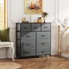 imageWLIVE 9Drawer Dresser Fabric Storage Tower for Bedroom Hallway Entryway Closet Tall Chest Organizer Unit with Fabric Bins Steel Frame Wood Top Easy Pull Handle Rustic Brown Wood Grain PrintAdark Grey