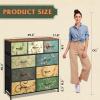 imageWLIVE 9Drawer Dresser Fabric Storage Tower for Bedroom Hallway Entryway Closet Tall Chest Organizer Unit with Fabric Bins Steel Frame Wood Top Easy Pull Handle Rustic Brown Wood Grain PrintFloral Painted