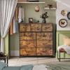 imageWLIVE 9Drawer Dresser Fabric Storage Tower for Bedroom Hallway Entryway Closet Tall Chest Organizer Unit with Fabric Bins Steel Frame Wood Top Easy Pull Handle Rustic Brown Wood Grain PrintRustic Brown Wood Grain Print