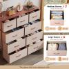 imageWLIVE 9Drawer Dresser Fabric Storage Tower for Bedroom Hallway Entryway Closet Tall Chest Organizer Unit with Fabric Bins Steel Frame Wood Top Easy Pull Handle Rustic Brown Wood Grain PrintPink