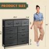 imageWLIVE 9Drawer Dresser Fabric Storage Tower for Bedroom Hallway Entryway Closet Tall Chest Organizer Unit with Fabric Bins Steel Frame Wood Top Easy Pull Handle Rustic Brown Wood Grain PrintCharcoal Black Wood Grain Print