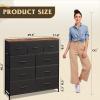 imageWLIVE 9Drawer Dresser Fabric Storage Tower for Bedroom Hallway Entryway Closet Tall Chest Organizer Unit with Fabric Bins Steel Frame Wood Top Easy Pull Handle Rustic Brown Wood Grain PrintBlack and Rustic Brown
