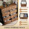 imageWLIVE 9Drawer Dresser Fabric Storage Tower for Bedroom Hallway Entryway Closet Tall Chest Organizer Unit with Fabric Bins Steel Frame Wood Top Easy Pull Handle Rustic Brown Wood Grain PrintRustic Brown Wood Grain Print