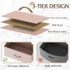 imageWLIVE 9Drawer Dresser Fabric Storage Tower for Bedroom Hallway Entryway Closet Tall Chest Organizer Unit with Fabric Bins Steel Frame Wood Top Easy Pull Handle Rustic Brown Wood Grain PrintPink