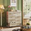 imageWLIVE 9Drawer Dresser Fabric Storage Tower for Bedroom Hallway Entryway Closet Tall Chest Organizer Unit with Fabric Bins Steel Frame Wood Top Easy Pull Handle Rustic Brown Wood Grain PrintGreige