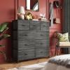 imageWLIVE 9Drawer Dresser Fabric Storage Tower for Bedroom Hallway Entryway Closet Tall Chest Organizer Unit with Fabric Bins Steel Frame Wood Top Easy Pull Handle Rustic Brown Wood Grain PrintCharcoal Black Wood Grain Print