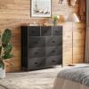 imageWLIVE 9Drawer Dresser Fabric Storage Tower for Bedroom Hallway Entryway Closet Tall Chest Organizer Unit with Fabric Bins Steel Frame Wood Top Easy Pull Handle Rustic Brown Wood Grain PrintBlack and Rustic Brown