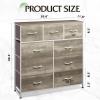 imageWLIVE 9Drawer Dresser Fabric Storage Tower for Bedroom Hallway Entryway Closet Tall Chest Organizer Unit with Fabric Bins Steel Frame Wood Top Easy Pull Handle Rustic Brown Wood Grain PrintGreige