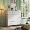 imageWLIVE 9Drawer Dresser Fabric Storage Tower for Bedroom Hallway Entryway Closet Tall Chest Organizer Unit with Fabric Bins Steel Frame Wood Top Easy Pull Handle Rustic Brown Wood Grain PrintWhite