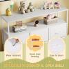 imageWLIVE Black Dresser for Bedroom 5 Drawer Dressers with Charging Station Fabric Chest of Drawers with Open Shelves Storage Dresser for Living Room Closet EntrywayWhite