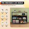 imageWLIVE Black Dresser for Bedroom 5 Drawer Dressers with Charging Station Fabric Chest of Drawers with Open Shelves Storage Dresser for Living Room Closet EntrywayRustic Brown Wood Grain Print
