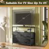 imageWLIVE Black Dresser for Bedroom 5 Drawer Dressers with Charging Station Fabric Chest of Drawers with Open Shelves Storage Dresser for Living Room Closet EntrywayCharcoal Black Wood Grain Print