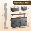 imageWLIVE Black Dresser for Bedroom 5 Drawer Dressers with Charging Station Fabric Chest of Drawers with Open Shelves Storage Dresser for Living Room Closet EntrywayDark Gray