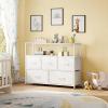 imageWLIVE Black Dresser for Bedroom 5 Drawer Dressers with Charging Station Fabric Chest of Drawers with Open Shelves Storage Dresser for Living Room Closet EntrywayWhite
