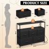 imageWLIVE Black Dresser for Bedroom 5 Drawer Dressers with Charging Station Fabric Chest of Drawers with Open Shelves Storage Dresser for Living Room Closet EntrywayCharcoal Black