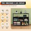 imageWLIVE Black Dresser for Bedroom 5 Drawer Dressers with Charging Station Fabric Chest of Drawers with Open Shelves Storage Dresser for Living Room Closet EntrywayCharcoal Black